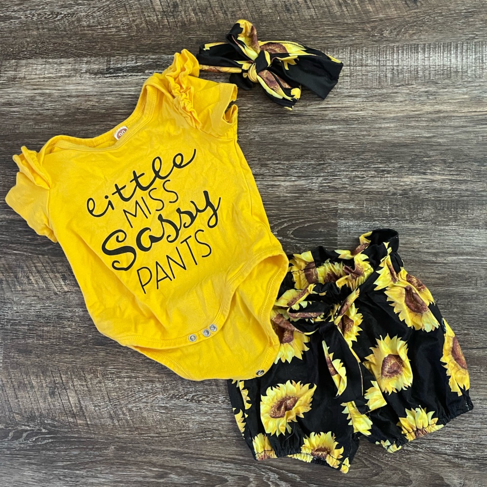 Sunflower outfit with matching headband